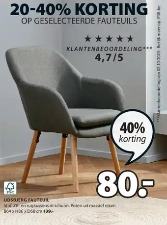 Jysk Udsbjerg fauteuil aanbieding