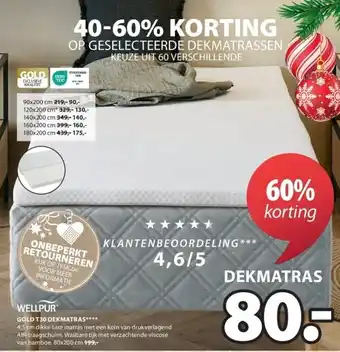 Jysk Gold t30 dekmatras aanbieding
