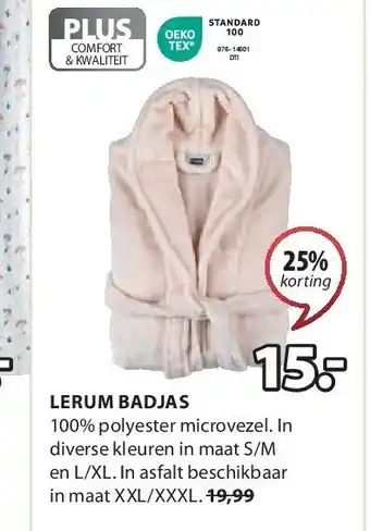 Jysk Lerum badjas aanbieding