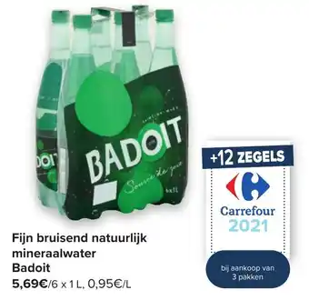 Fijn bruisend natuurlijk mineraalwater Badoit 6x1L