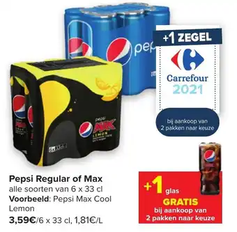 Hyper Carrefour Pepsi Regular of Max aanbieding