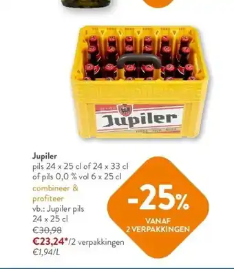 OKay Jupiler pils 24 x 25 cl of 24 x 33 cl of pils 0,0 % vol 6 x 25 cl aanbieding