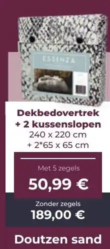 Dekbedovertrek + 2 kussenslopen 240x220 cm + 2*65x65 cm Doutzen sand
