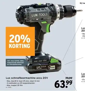 GAMMA Lux schroefboormachine accu 20v aanbieding