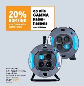 GAMMA Kabelhaspel 4-voudig, lengte 25 m aanbieding