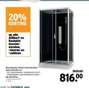 GAMMA Allibert douchecabine gipsy 80x120 cm aanbieding