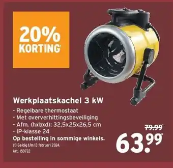 GAMMA Werkplaatskachel 3 kw aanbieding