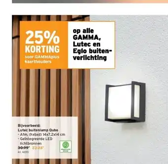 GAMMA Lutec buitenlamp qubo aanbieding