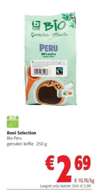 Colruyt Boni Selection Bio Peru gemalen koffie 250 g aanbieding