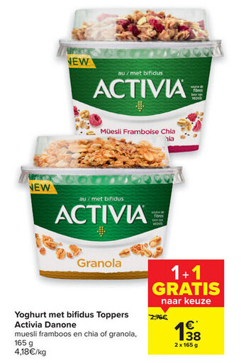 Carrefour Market Yoghurt met bifidus toppers activia danone aanbieding