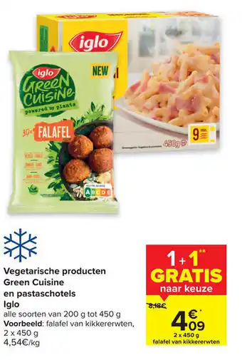 Carrefour Market Vegetarische producten green cuisine en pastaschotels iglo aanbieding