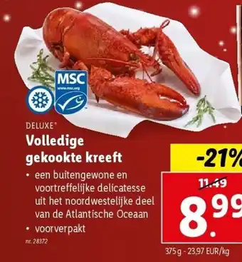Lidl Volledige gekookte kreeft aanbieding