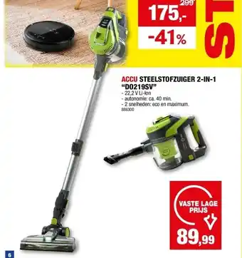Hubo Accu steelstofzuiger 2-in-1 “do219sv” aanbieding