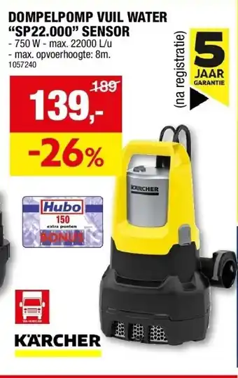 Hubo Dompelpomp vuil water “sp22.000” sensor aanbieding