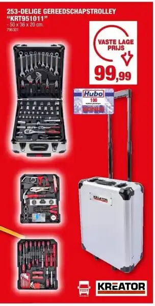 Hubo 253-delige gereedschapstrolley “krt951011” aanbieding
