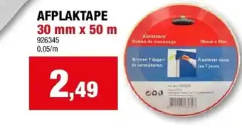 Hubo Afplaktape 30 mm x 50 m aanbieding