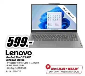 Lenovo laptop ideapad slim 3 15iah8 intel core i5-12450h (83er0070mb)
