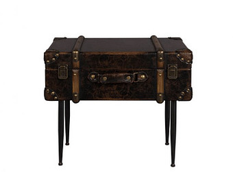Deba Meubelen Bijzettafel LUGGAGE - Vintage PU-Leather Bruin aanbieding