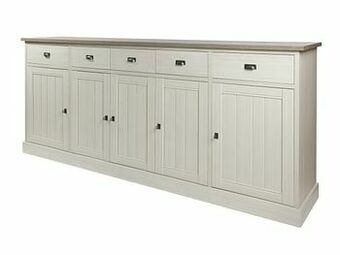 Deba Meubelen Highboard YORK 5 deuren - Lariks & crystal oak beige Beige aanbieding