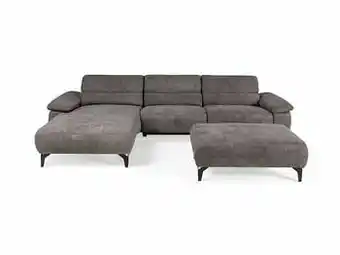 Deba Meubelen Hoekzetel SAIRA met relax en voetbank - Famous stone Grijs aanbieding