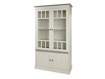 Deba Meubelen Kast vitrine YORK - Lariks & Crystal Oak Beige Beige aanbieding