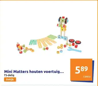 Action Mini Matters houten voertuig 75-delig aanbieding