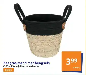 Action Zeegras mand met hengsels Ø 23 x 23 cm aanbieding
