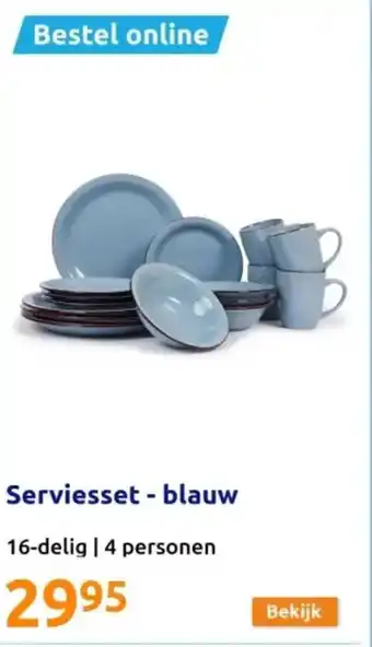 Action Serviesset - blauw 16-delig 4 personen aanbieding