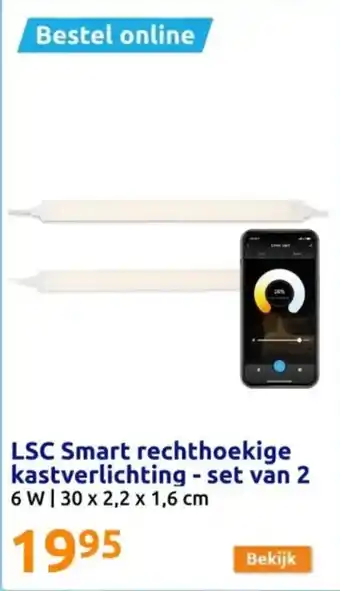 Action LSC Smart rechthoekige kastverlichting set van 2 6W 30 x 2,2 x 1,6 cm aanbieding