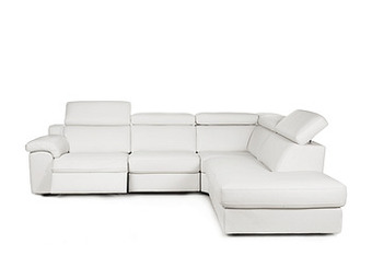 Hoekzetel MAMBO met relax - Leder bianco puro Wit