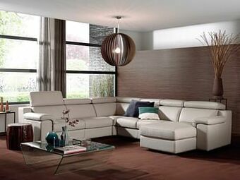 Hoekzetel MAMBO met relax - Leder bull tortora Beige