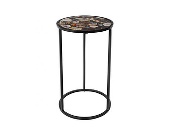 Deba Meubelen Bijzettafel AGATE - Stone Tempered Glass Zwart aanbieding