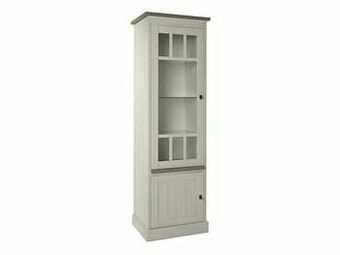 Deba Meubelen Smalle vitrine links YORK - Lariks & Crystal Oak Beige Beige aanbieding