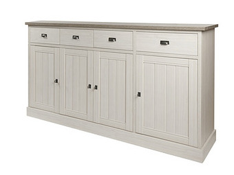 Deba Meubelen Hoge dressoir YORK - Lariks & Crystal oak beige Beige aanbieding