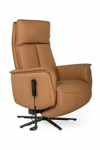 Elektrische relaxfauteuil PANDORA - Cognac leder Bruin