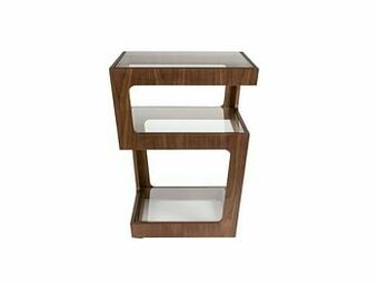Deba Meubelen Bijzettafel GLAVO - Glas/Walnoot Hout aanbieding