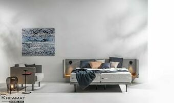Deba Meubelen Elektrische boxspring PAN incl. matras, hoofdbord en lampen Grijs aanbieding