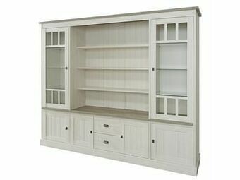 Deba Meubelen Vitrinekast YORK - Lariks & crystal oak beige Beige aanbieding