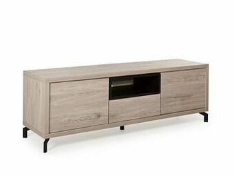 Deba Meubelen Dressoir KWADRO - Millenium oak light grey/zwart Hout aanbieding