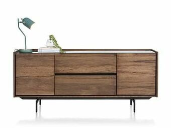 Deba Meubelen Dressoir HALMSTAD 190 cm - Choco brown Bruin aanbieding