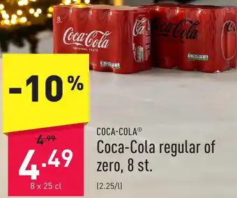 ALDI Coca-Cola regular of zero, 8 st. aanbieding