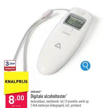 ALDI AMBIANO Digitale alcoholtester aanbieding