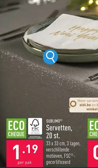 ALDI SUBLIMO Servetten, 20 st. aanbieding