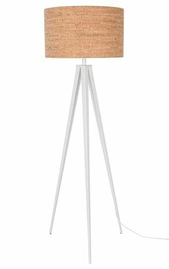 Deba Meubelen Vloerlamp TRIPOD - White/Cork Wit aanbieding