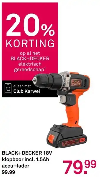 BLACK+DECKER 18V klopboor incl. 1.5Ah accu+lader
