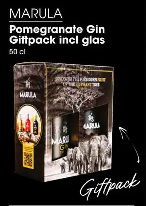 MARULA Pomegranate Gin Giftpack incl glas 50 cl