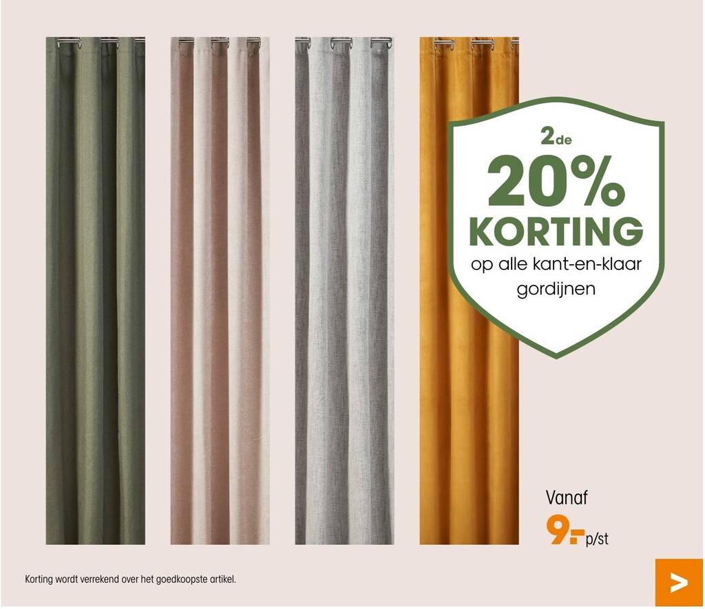 Kantenklaar gordijnen promotie bij Kwantum