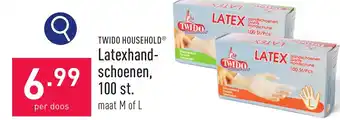 ALDI TWIDO HOUSEHOLD Latex Handschoenen, 100 St. aanbieding