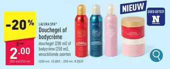 ALDI LACURA SPA Douchegel of bodycrème aanbieding