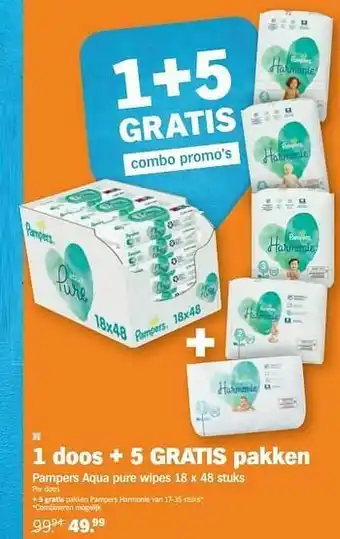 Albert Heijn Pampers aqua pure wipes aanbieding
